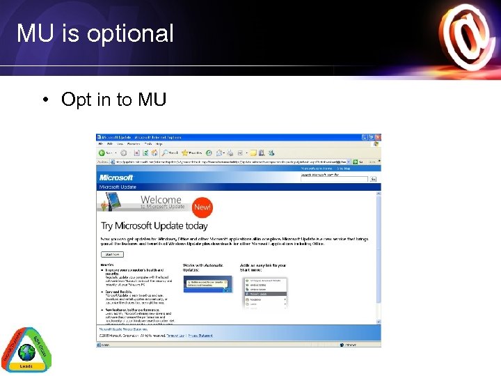 MU is optional • Opt in to MU 