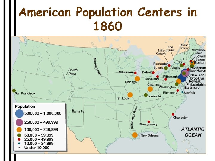 American Population Centers in 1860 