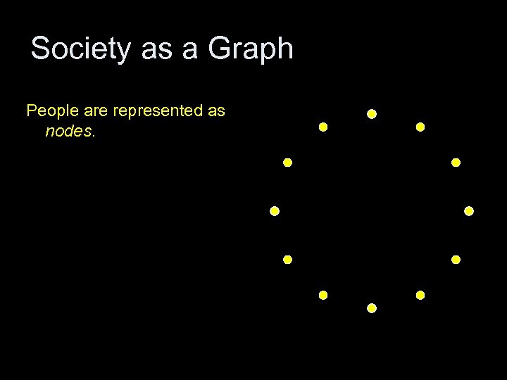 Society as a Graph People are represented as nodes. 