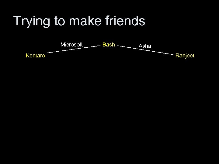 Trying to make friends Microsoft Kentaro Bash Asha Ranjeet 