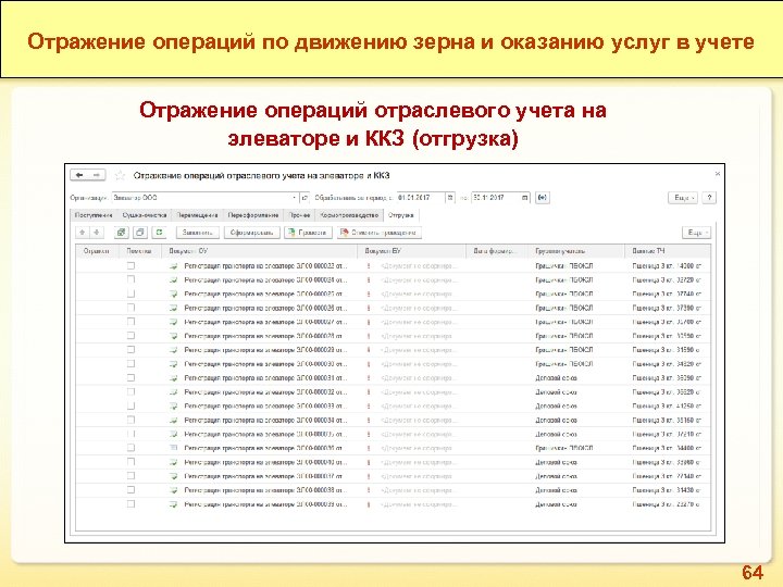 1 С: ERP Зерно. Отражение операций по движению зерна и оказанию услуг в учете