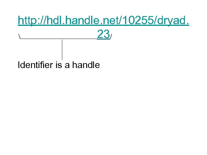 http: //hdl. handle. net/10255/dryad. 23 Identifier is a handle 