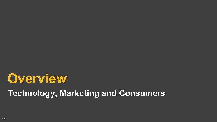 Overview Technology, Marketing and Consumers 18 