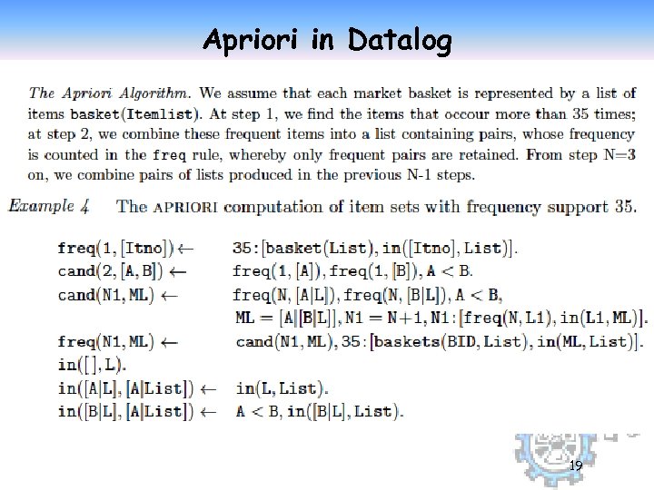 Apriori in Datalog 19 