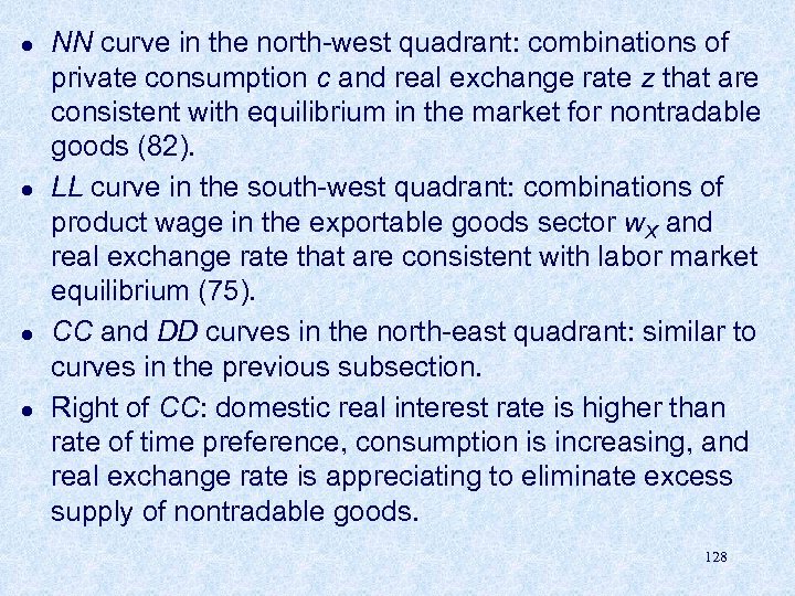 l l NN curve in the north-west quadrant: combinations of private consumption c and