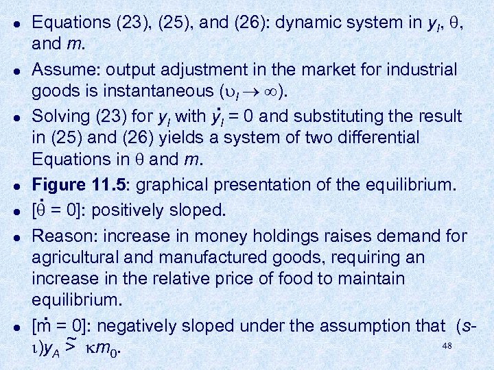 l l l l Equations (23), (25), and (26): dynamic system in y. I,
