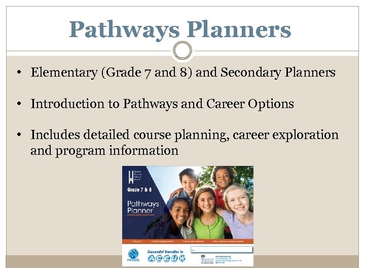Pathways Planners • Elementary (Grade 7 and 8) and Secondary Planners • Introduction to