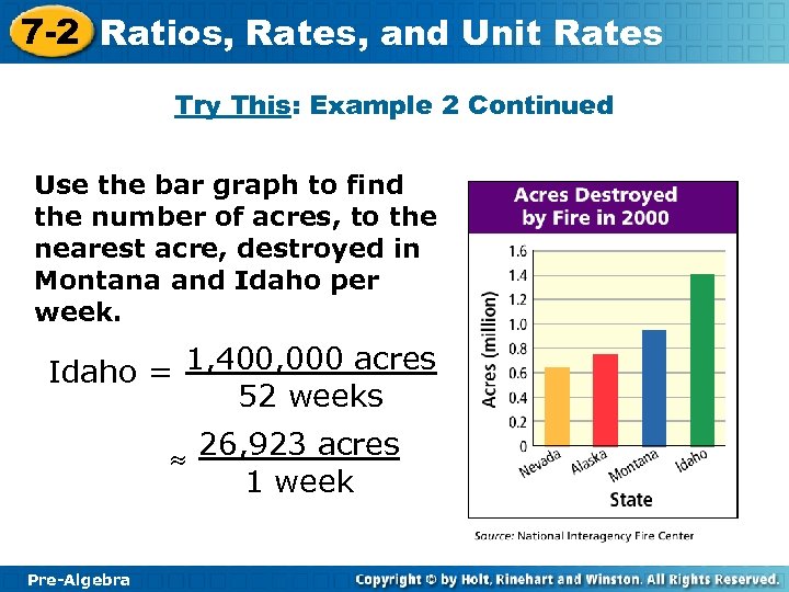7 -2 Ratios, Rates, and Unit Rates Try This: Example 2 Continued Use the