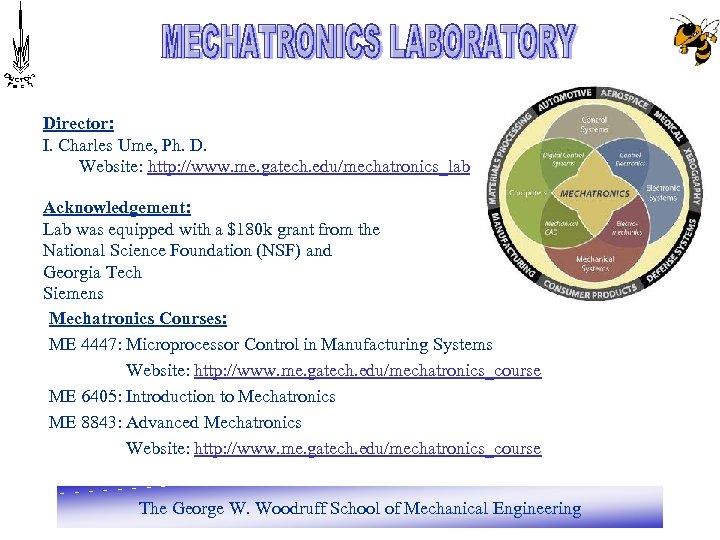 Director: I. Charles Ume, Ph. D. Website: http: //www. me. gatech. edu/mechatronics_lab Acknowledgement: Lab