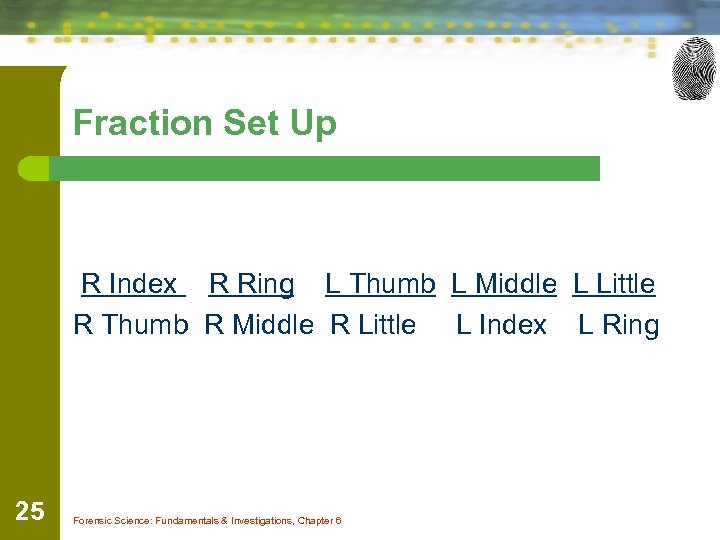 Fraction Set Up R Index R Ring L Thumb L Middle L Little R