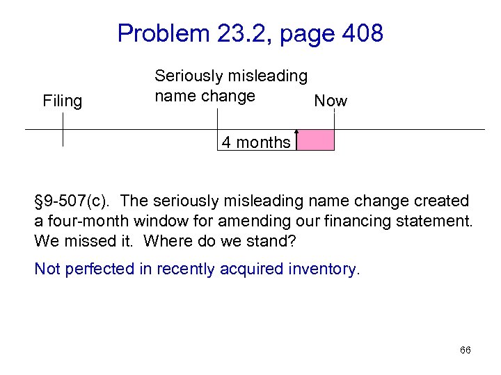 Problem 23. 2, page 408 Filing Seriously misleading name change Now 4 months §
