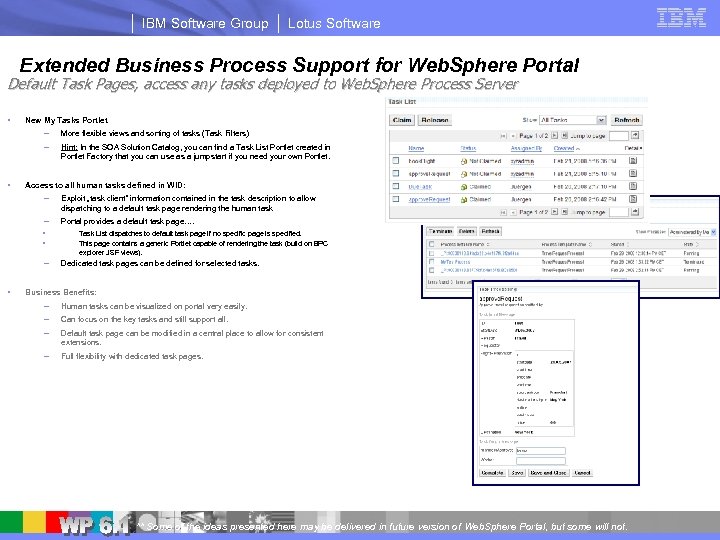 IBM Software Group Lotus Software Extended Business Process Support for Web. Sphere Portal Default