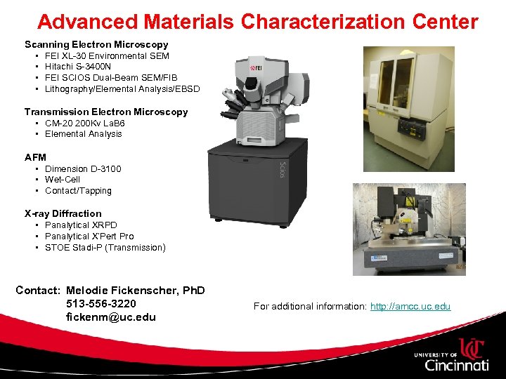 Advanced Materials Characterization Center Scanning Electron Microscopy • FEI XL-30 Environmental SEM • Hitachi