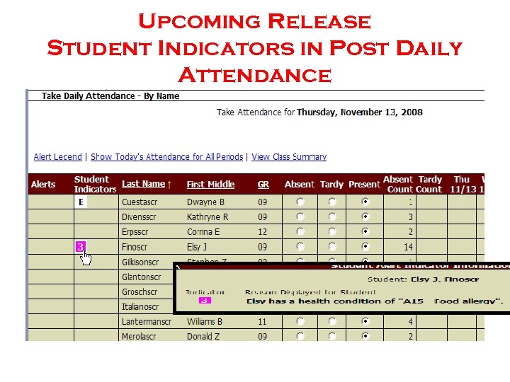 Upcoming Release Student Indicators in Post Daily Attendance 