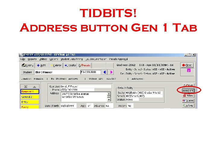 TIDBITS! Address button Gen 1 Tab 