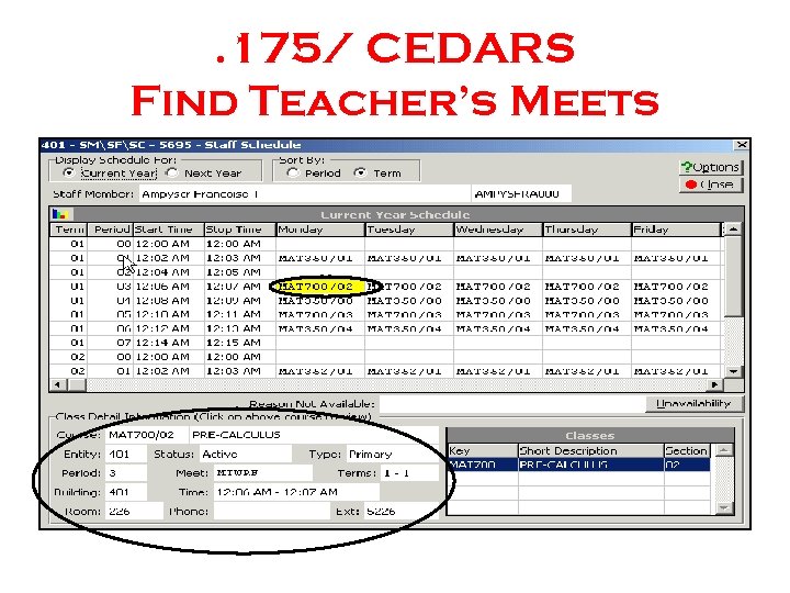 . 175/ CEDARS Find Teacher’s Meets 