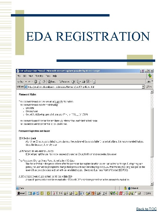 EDA REGISTRATION Back to TOC 