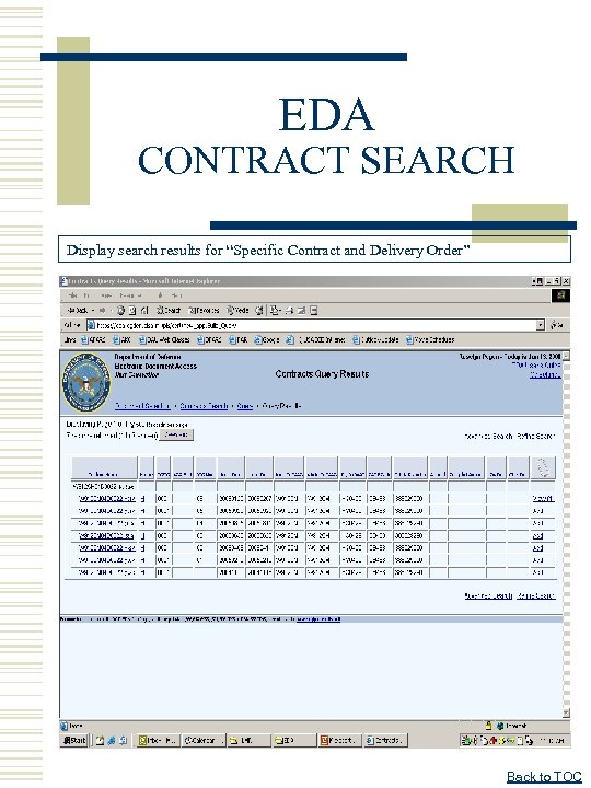 EDA CONTRACT SEARCH Display search results for “Specific Contract and Delivery Order” Back to