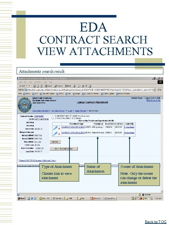 EDA CONTRACT SEARCH VIEW ATTACHMENTS Attachments search result Type of Attachment Choose link to