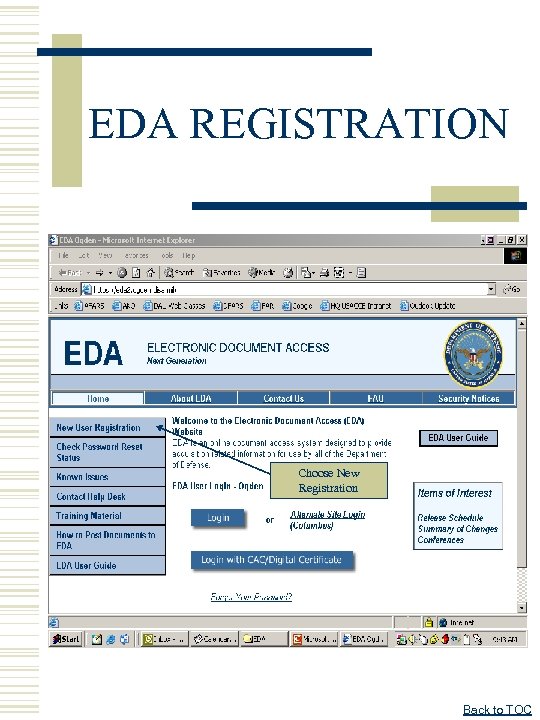 EDA REGISTRATION Choose New Registration Back to TOC 