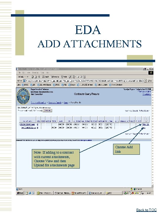 EDA ADD ATTACHMENTS Note: If adding to a contract with current attachments, Choose View