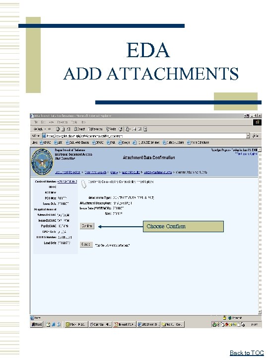 EDA ADD ATTACHMENTS Choose Confirm Back to TOC 