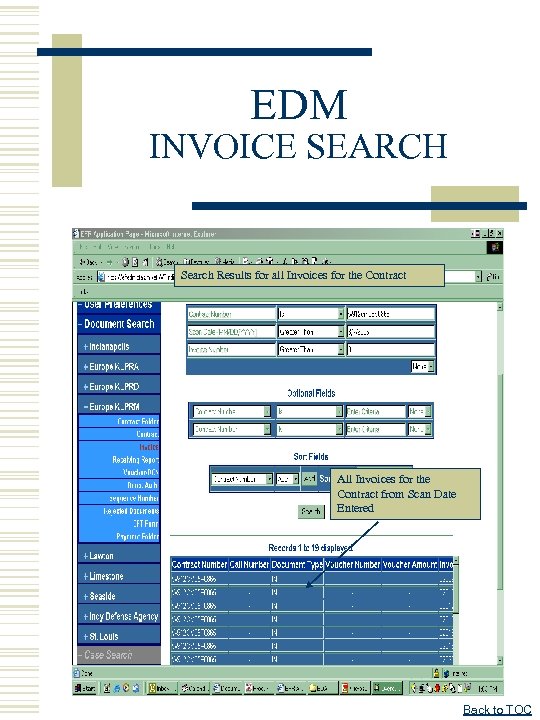 EDM INVOICE SEARCH Search Results for all Invoices for the Contract All Invoices for