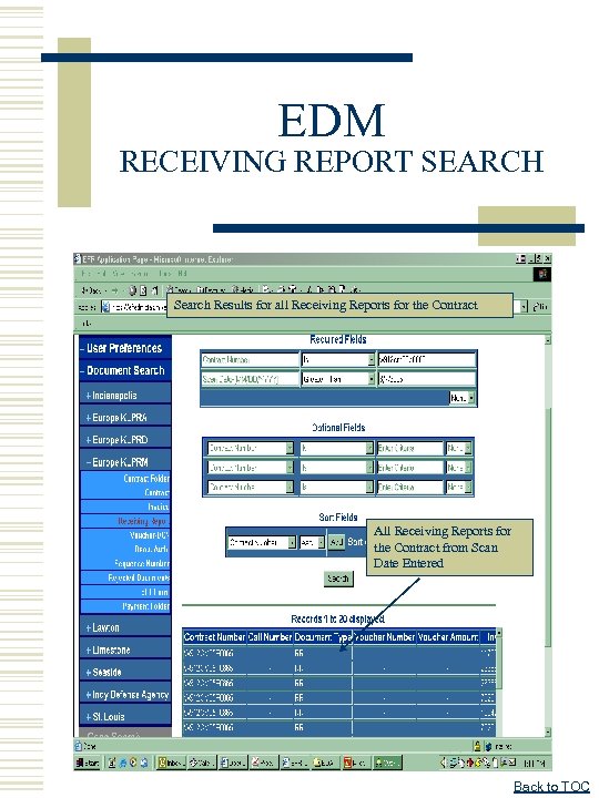 EDM RECEIVING REPORT SEARCH Search Results for all Receiving Reports for the Contract All