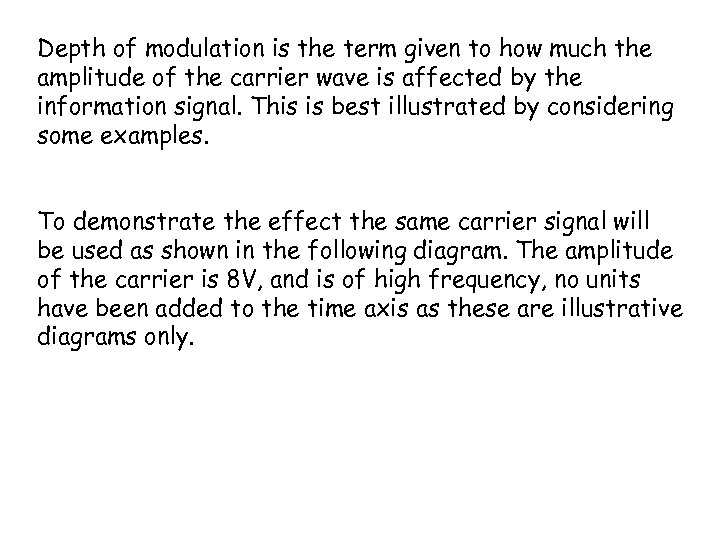 Depth of modulation is the term given to how much the amplitude of the