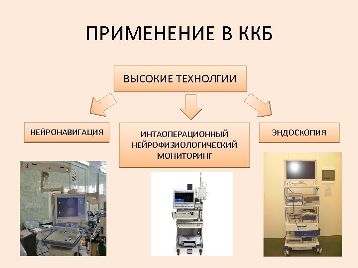 ПРИМЕНЕНИЕ В ККБ ВЫСОКИЕ ТЕХНОЛГИИ НЕЙРОНАВИГАЦИЯ ИНТАОПЕРАЦИОННЫЙ НЕЙРОФИЗИОЛОГИЧЕСКИЙ МОНИТОРИНГ ЭНДОСКОПИЯ 