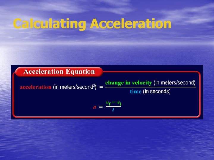 Calculating Acceleration 