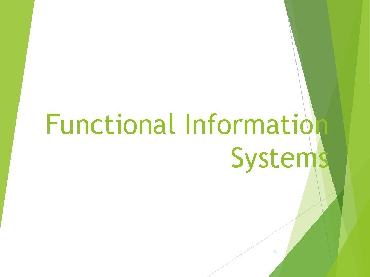 Functional Information Systems 15 