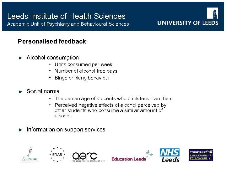 Leeds Institute of Health Sciences Academic Unit of Psychiatry and Behavioural Sciences Personalised feedback