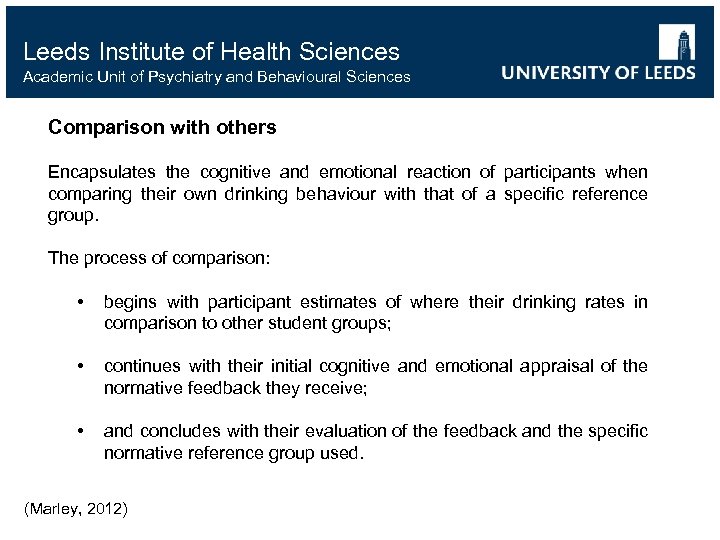 Leeds Institute of Health Sciences Academic Unit of Psychiatry and Behavioural Sciences Comparison with