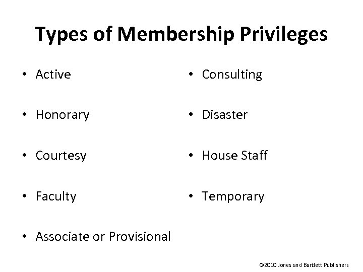 Types of Membership Privileges • Active • Consulting • Honorary • Disaster • Courtesy