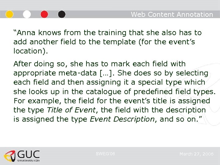 Web Content Annotation “Anna knows from the training that she also has to add