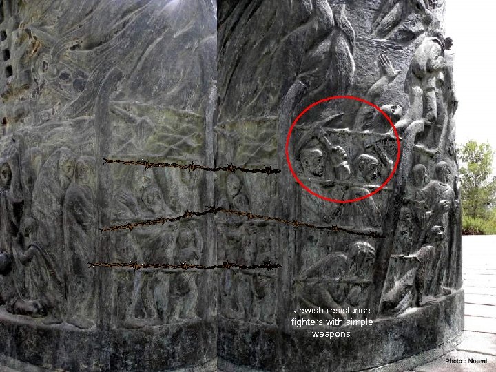 Jewish resistance fighters with simple weapons. 