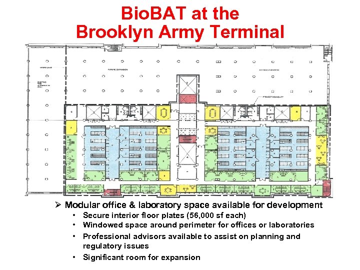 Bio. BAT at the Brooklyn Army Terminal Modular office & laboratory space available for