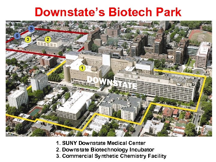 Downstate’s Biotech Park 1. SUNY Downstate Medical Center 2. Downstate Biotechnology Incubator 3. Commercial