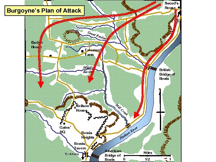 Sword’s House Gre at R Barber House To S arat oga Burgoyne’s Plan of