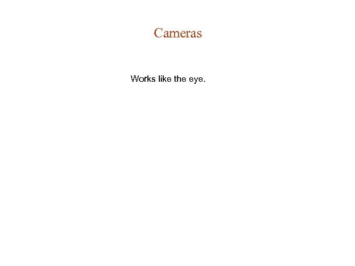Cameras Works like the eye. 