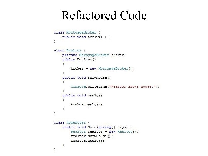 Refactored Code 