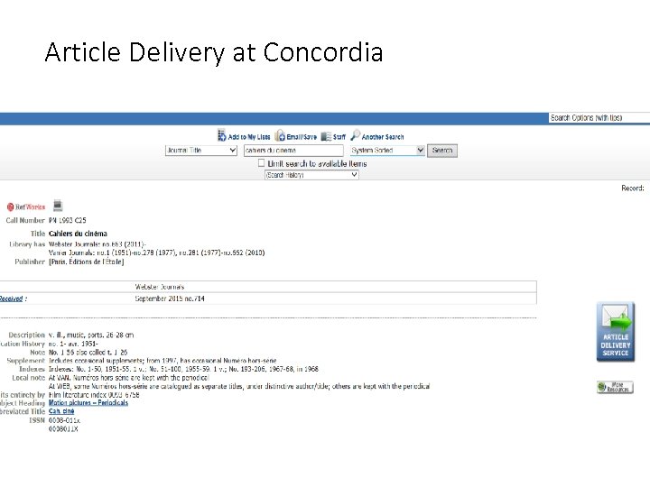 Article Delivery at Concordia 