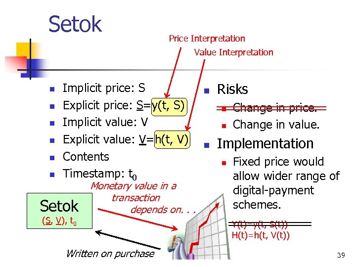 Setok Price Interpretation Value Interpretation n n n Implicit price: S Explicit price: S=y(t,