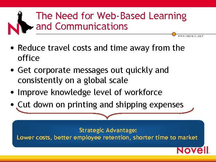 The Need for Web-Based Learning and Communications • Reduce travel costs and time away
