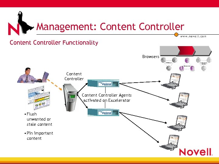 Management: Content Controller Functionality Browsers Content Controller Agents activated on Excelerator • Flush unwanted