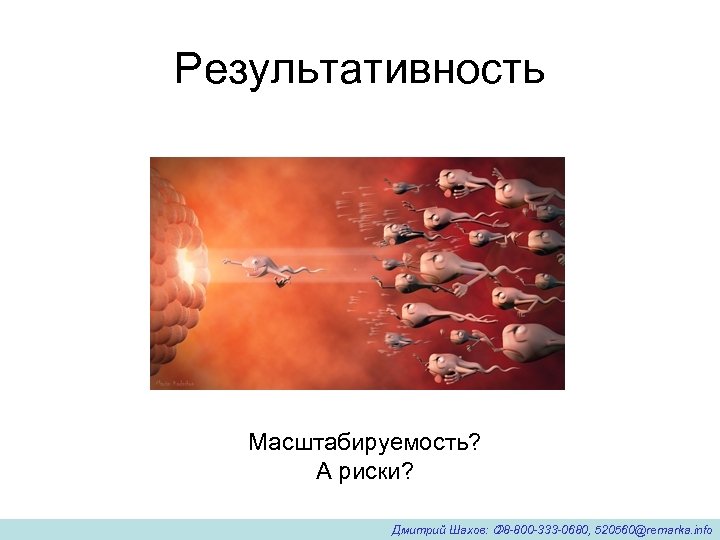 Результативность Масштабируемость? А риски? Дмитрий Шахов: 8 -800 -333 -0680, 520560@remarka. info 