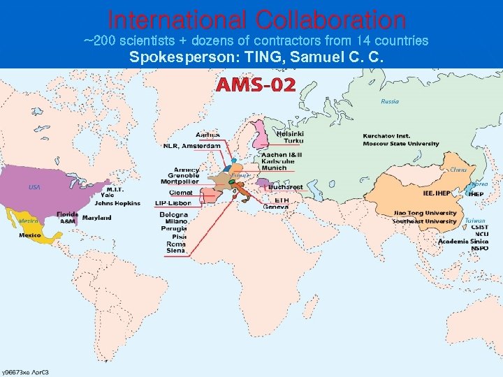 International Collaboration ~200 scientists + dozens of contractors from 14 countries Spokesperson: TING, Samuel