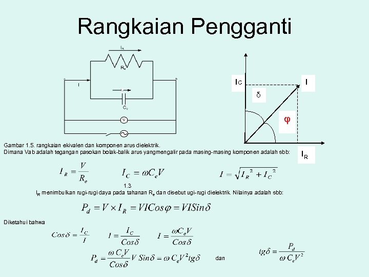 Rangkaian Pengganti Ic I δ φ Gambar 1. 5. rangkaian ekivalen dan komponen arus