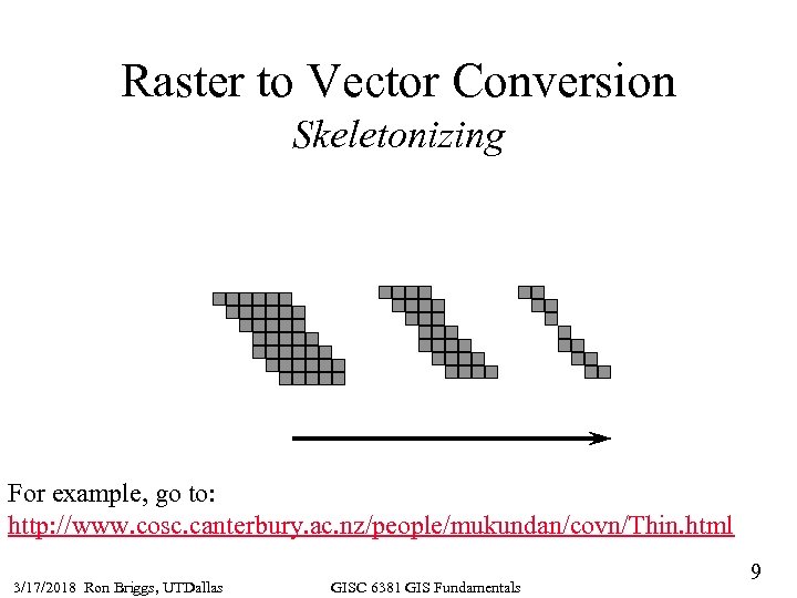 Raster to Vector Conversion Skeletonizing For example, go to: http: //www. cosc. canterbury. ac.